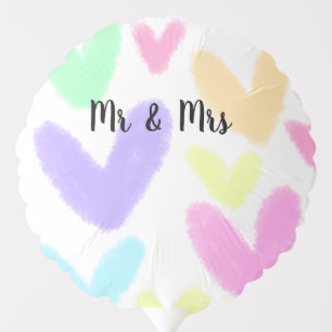 Heart simple minimal text style wedding Mr & mrs c Balloon
