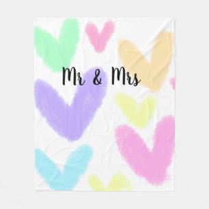 Heart simple minimal text style wedding Mr & mrs c Fleece Blanket