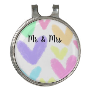 Heart simple minimal text style wedding Mr & mrs c Golf Hat Clip