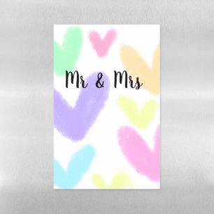 Heart simple minimal text style wedding Mr & mrs c Magnetic Dry Erase Sheet