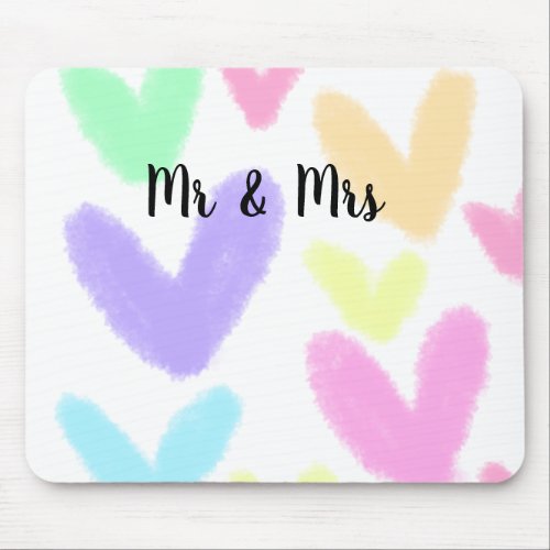 Heart simple minimal text style wedding Mr  mrs c Mouse Pad