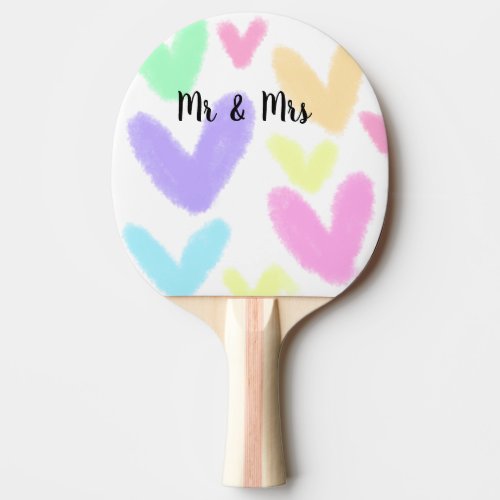 Heart simple minimal text style wedding Mr  mrs c Ping Pong Paddle