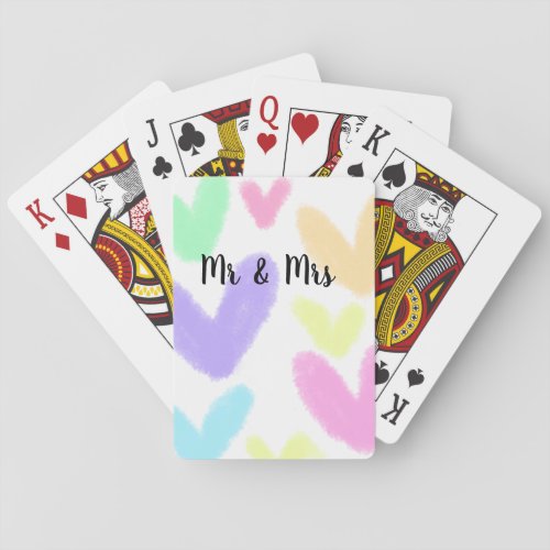 Heart simple minimal text style wedding Mr  mrs c Playing Cards