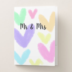 Heart simple minimal text style wedding Mr & mrs c Pocket Folder