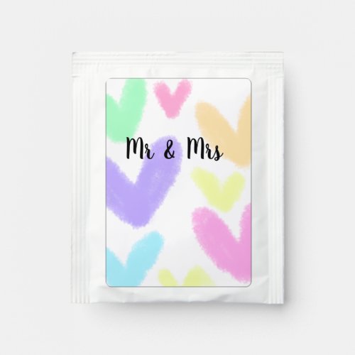 Heart simple minimal text style wedding Mr  mrs c Tea Bag Drink Mix