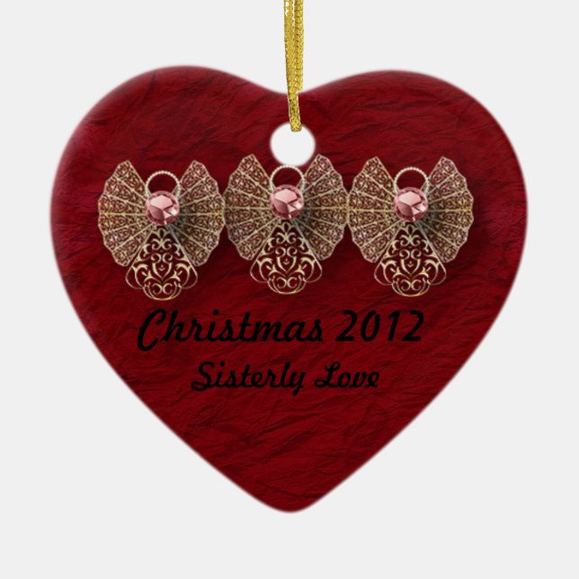 Heart Sisterly Love Personalized Ornament (Front)