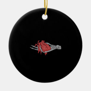 Heart Skeleton Hands Ceramic Ornament