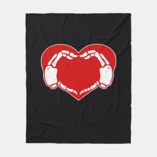 Heart Skeleton Hands Gothic Valentine Red Classic Fleece Blanket