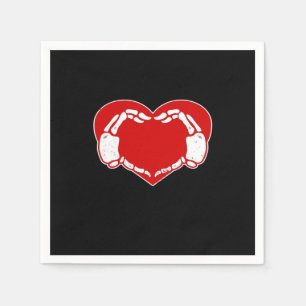Heart Skeleton Hands Gothic Valentine Red Classic  Napkins