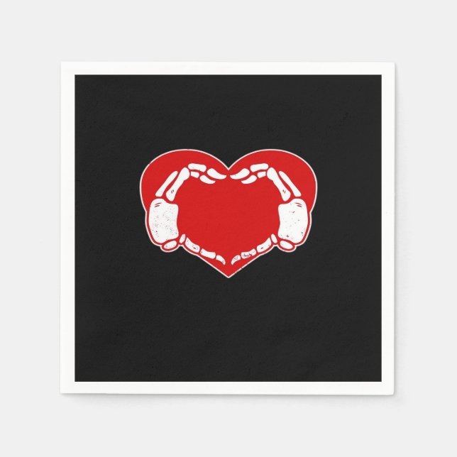 Heart Skeleton Hands Gothic Valentine Red Classic  Napkins (Front)