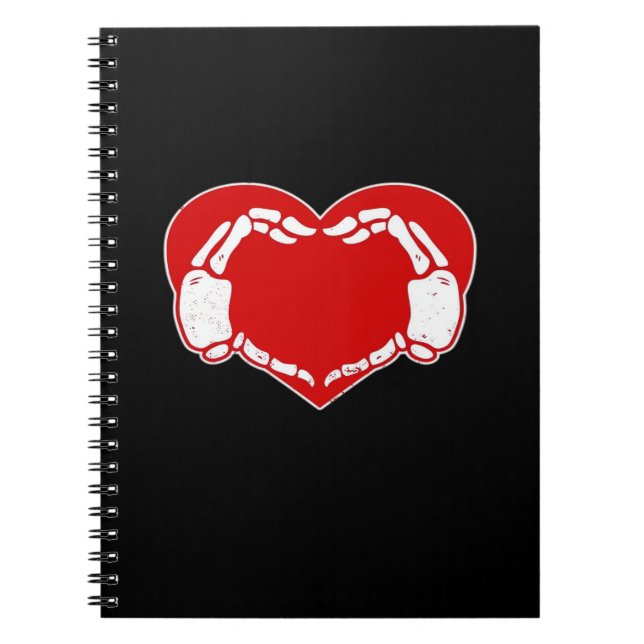 Heart Skeleton Hands Gothic Valentine Red Classic  Notebook (Front)
