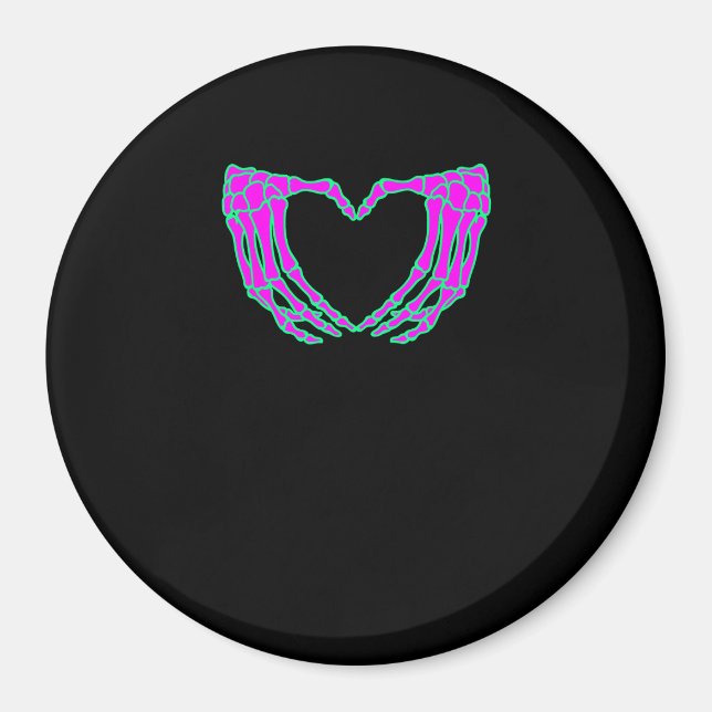 Heart Skeleton Hands Halloween Pastel Goth Eyeball Magnet (Front)