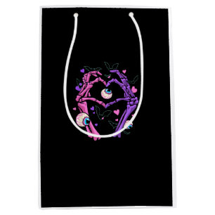 Heart Skeleton Hands Halloween Pastel Goth Eyeball Medium Gift Bag