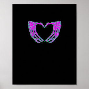 Heart Skeleton Hands Halloween Pastel Goth Eyeball Poster