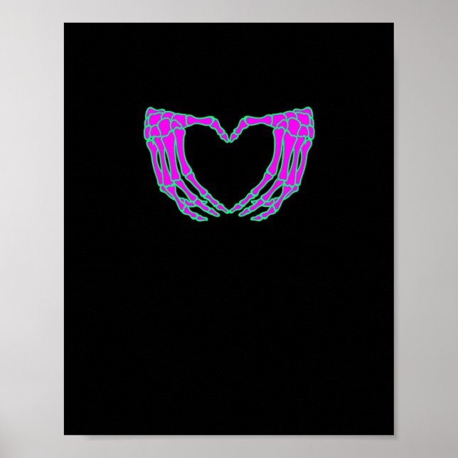 Heart Skeleton Hands Halloween Pastel Goth Eyeball Poster (Front)