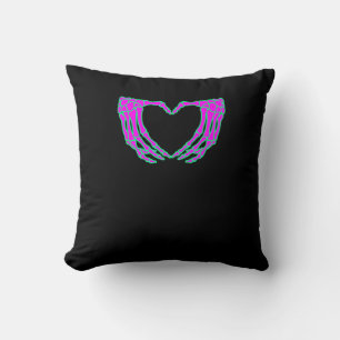 Heart Skeleton Hands Halloween Pastel Goth Eyeball Throw Pillow