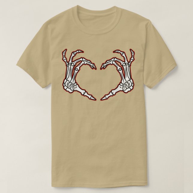 Heart Skeleton shirt, Heart Bones, Heart Fingers,  T-Shirt (Design Front)