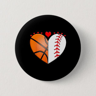 Heart Sketll Sell Valentines Day Sports Lover Button