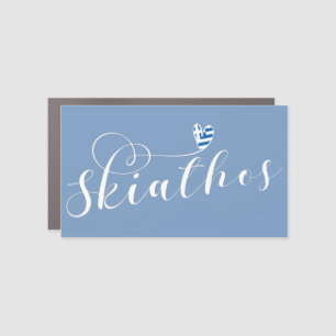 Heart Skiathios Design With Greek Flag Car Magnet