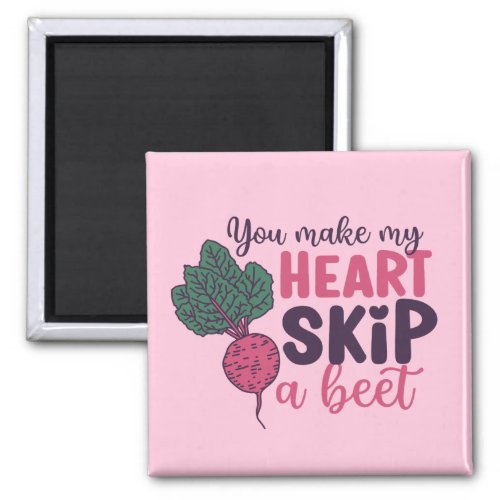 Heart Skip A Beet Funny Cute Valentines Day Pink Magnet