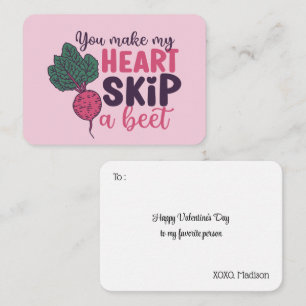 Heart Skip A Beet Funny Pun Cute Valentine's Day Note Card