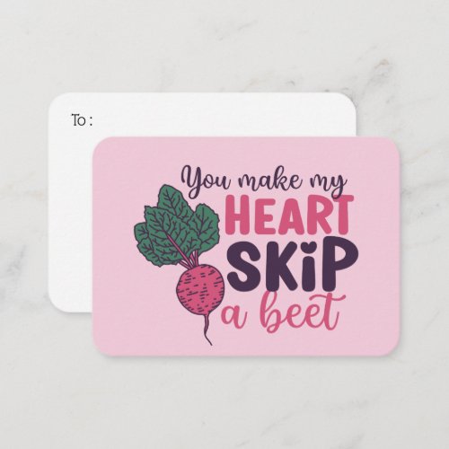 Heart Skip A Beet Funny Pun Cute Valentines Day Note Card