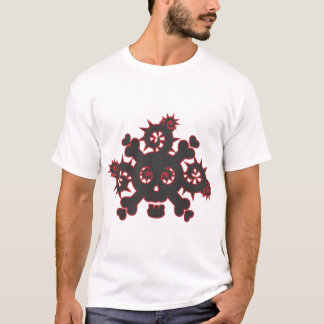 Heart, skull, vine and thorn design black and red T-Shirt