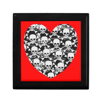 Heart Skull With Crossbones Keepsake Box by JellyRollDesigns at Zazzle