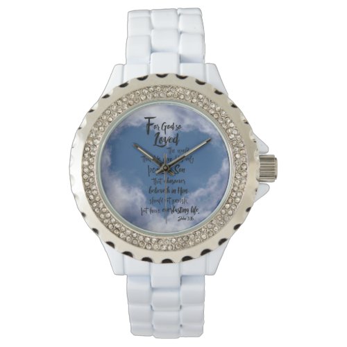 Heart Sky Clouds with John 316 Bible Verse Watch