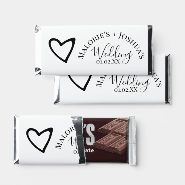 Heart Slanted Wedding Hershey Bar Favors (Front)