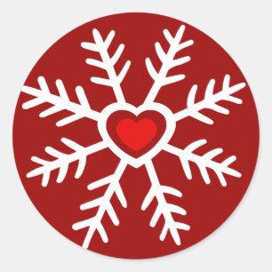 Heart Snowflake Christmas berry Classic Round Sticker