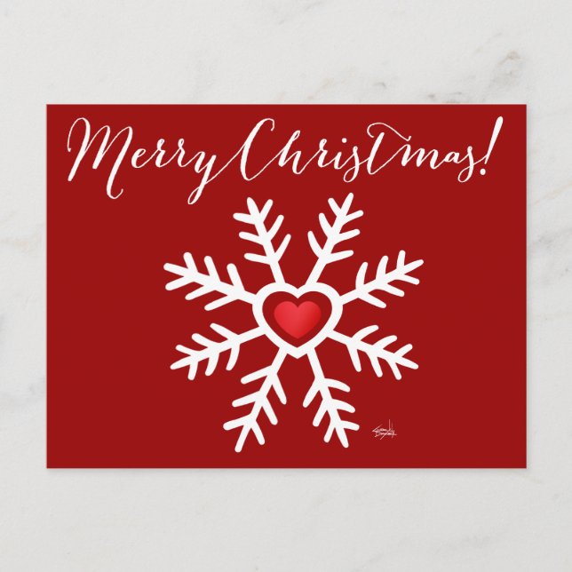 Heart Snowflake Christmas | berry Holiday Postcard (Front)