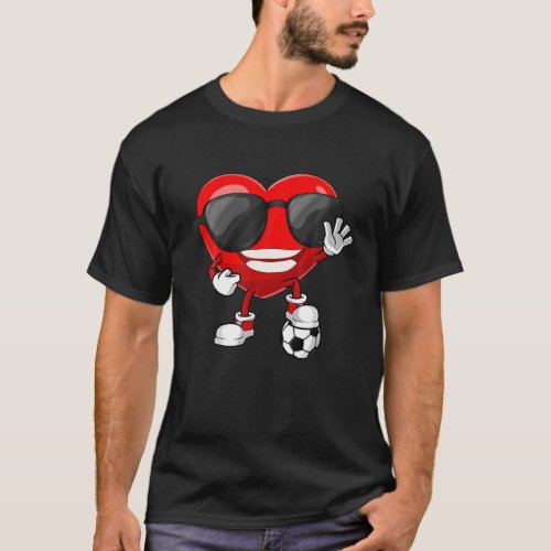Heart Soccer Lover Valentines Day Kids Boys Mens T_Shirt