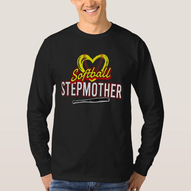Heart Softball Stepmother Softball Sport Family T-Shirt (Front)