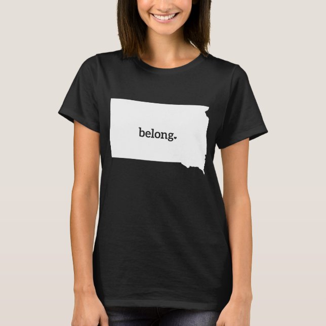 Heart South Dakota Belong State Map T-Shirt (Front)