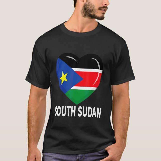 Heart South Sudan Flag Men Women Kid Patriotic T-Shirt (Front)