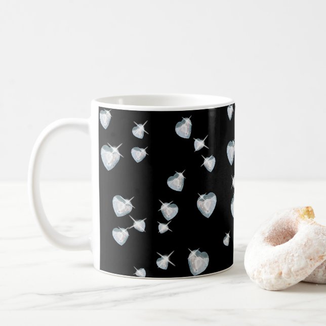 Heart Sparkle Diamonds Coffee Mug (With Donut)