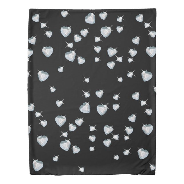 Heart Sparkle Diamonds Duvet Cover (Front)