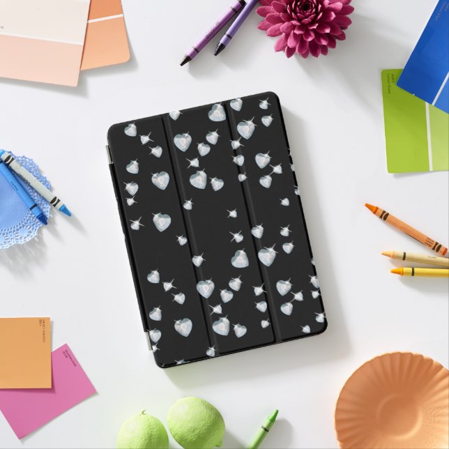 Heart Sparkle Diamonds iPad Pro Cover (Desk)
