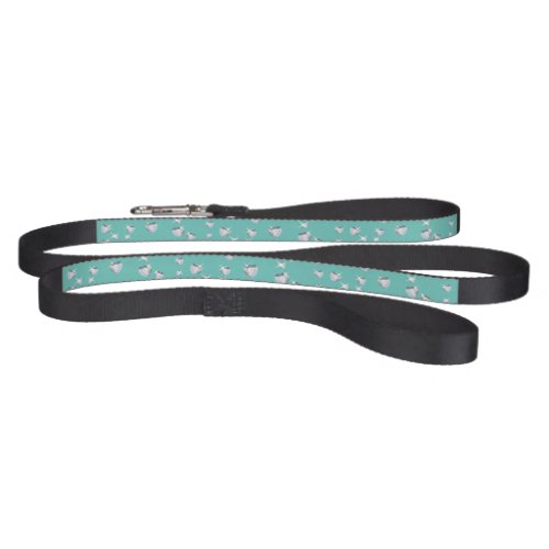 Heart Sparkle Diamonds Light Teal Background Color Pet Leash