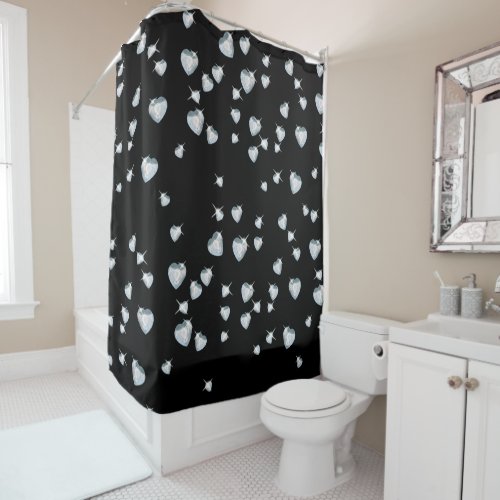 Heart Sparkle Diamonds Shower Curtain