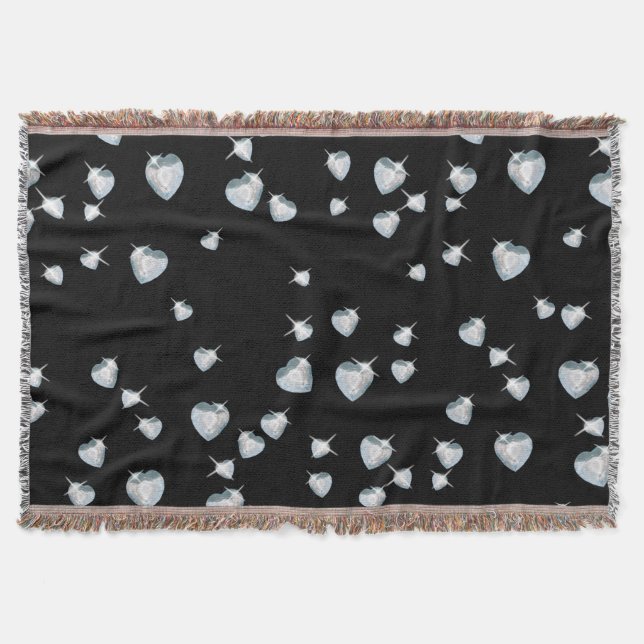 Heart Sparkle Diamonds Throw Blanket (Front)
