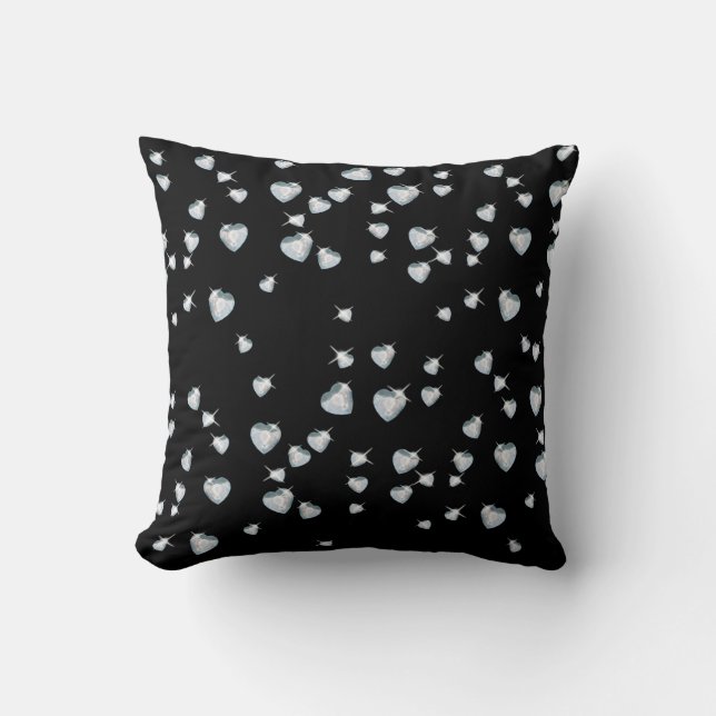 Heart Sparkle Diamonds Throw Pillow (Front)