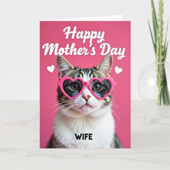Heart Specs Wife Mothers Day Card (Front)