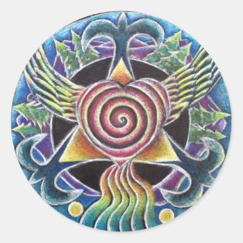 Heart Spirit Bird Mandala Sticker by arteeclectica at Zazzle