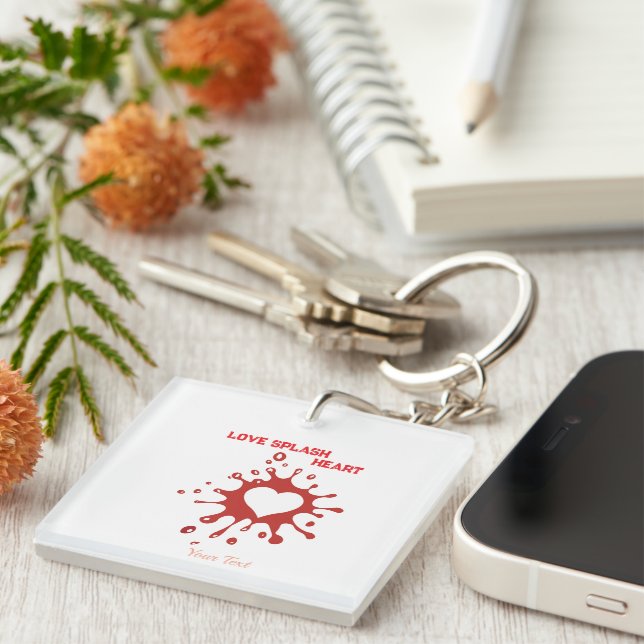 Heart Splash Art – Creative Love Expression Design Keychain (Front Right)