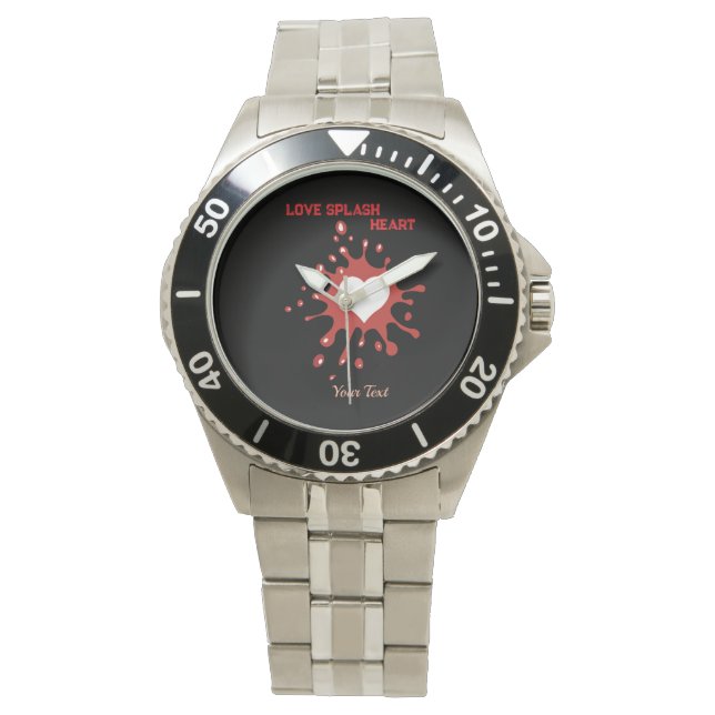 Heart Splash Art – Creative Love Expression Design Watch (Front)