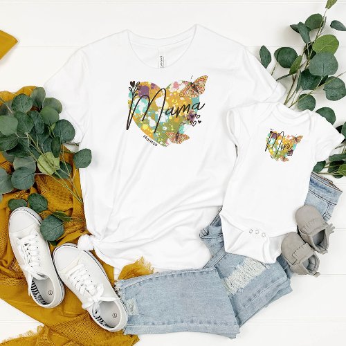 Heart Splatter Mama Mini Butterflies Customizable T_Shirt