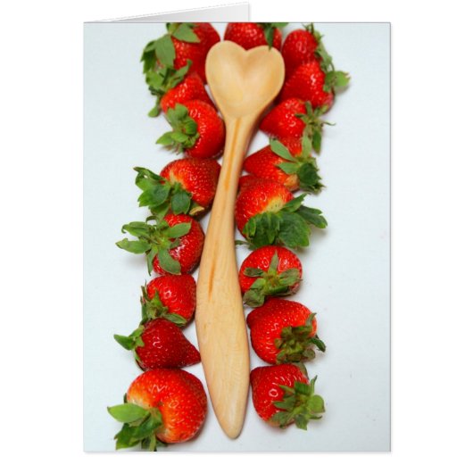 Heart Spoon with Strawberries Cards (Front)