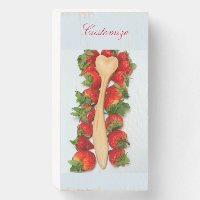 Heart Spoon With Strawberries Thunder_Cove Wooden Box Sign (Front Vertical)